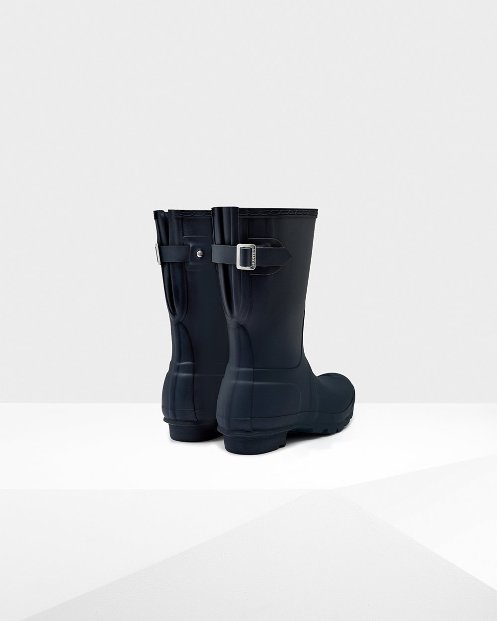 Womens Hunter Original Back Adjustable - Short Rain Boots Navy - 1387-IHECZ